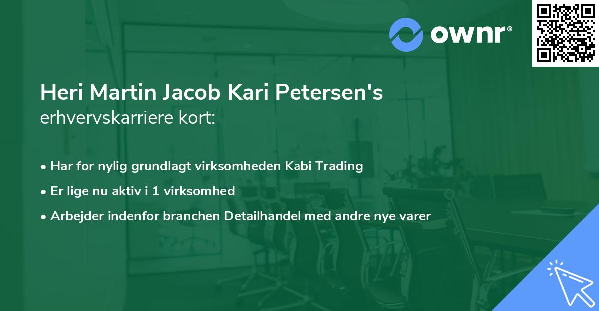 Heri Martin Jacob Kari Petersen's erhvervskarriere kort