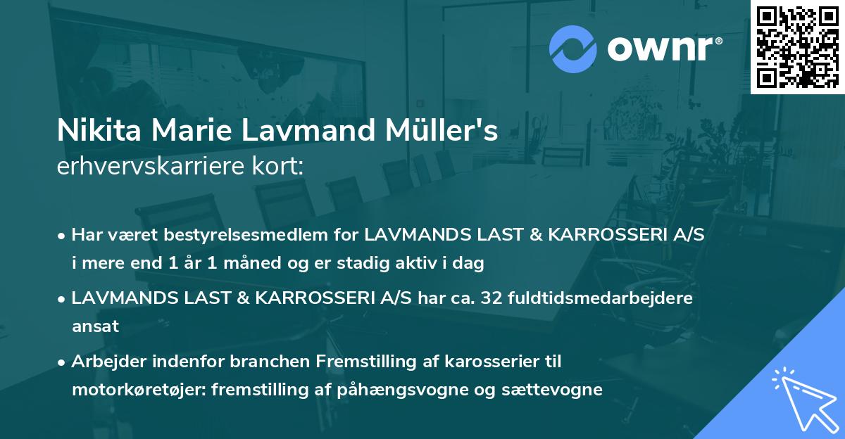 Nikita Marie Lavmand Müller's erhvervskarriere kort