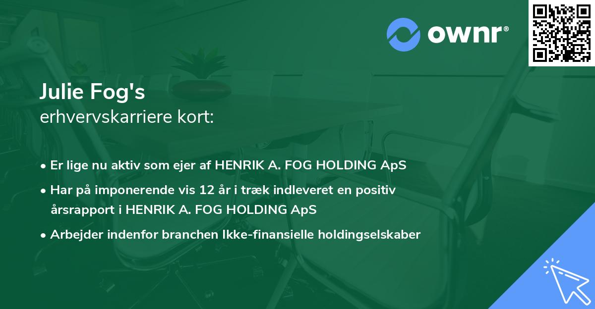 Julie Fog's erhvervskarriere kort