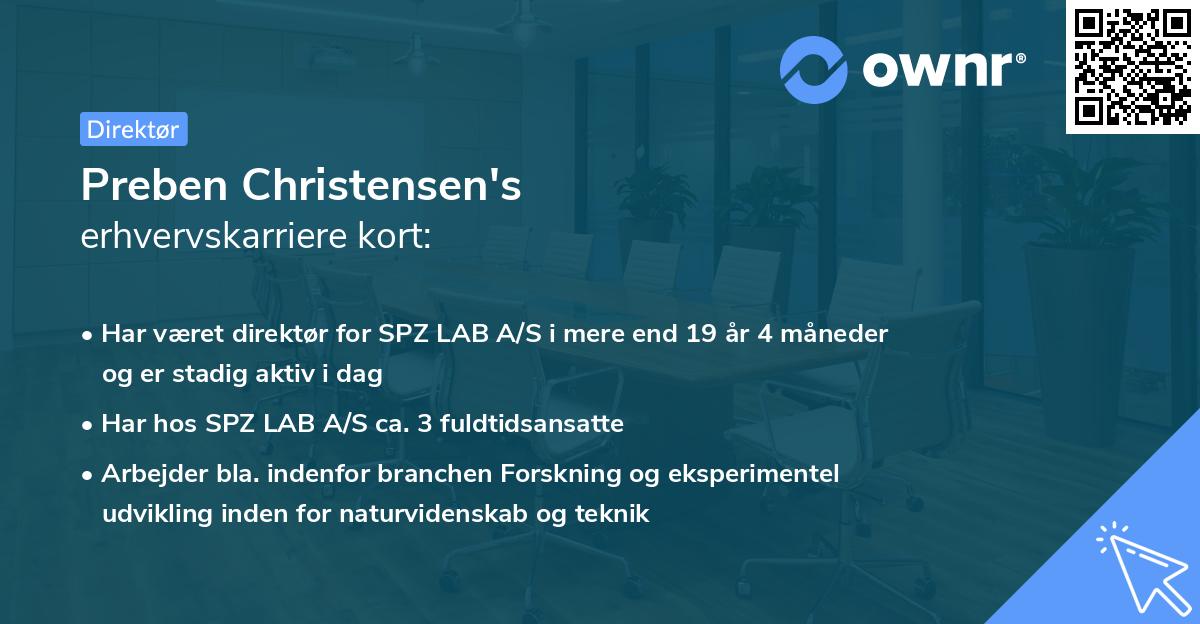 Preben Christensen's erhvervskarriere kort