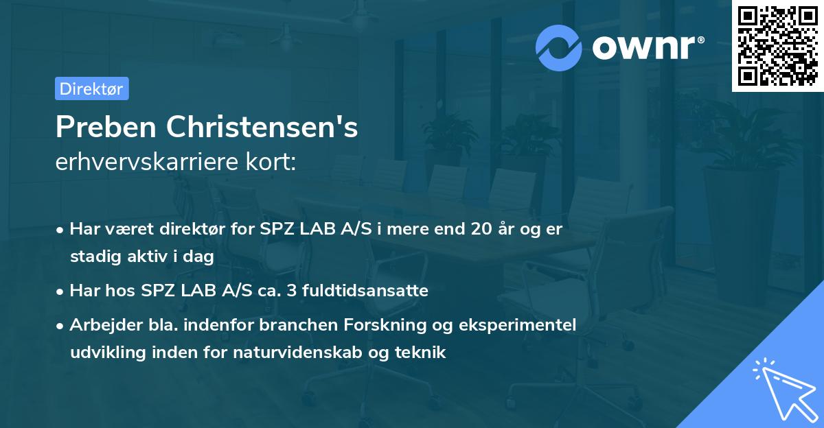Preben Christensen's erhvervskarriere kort