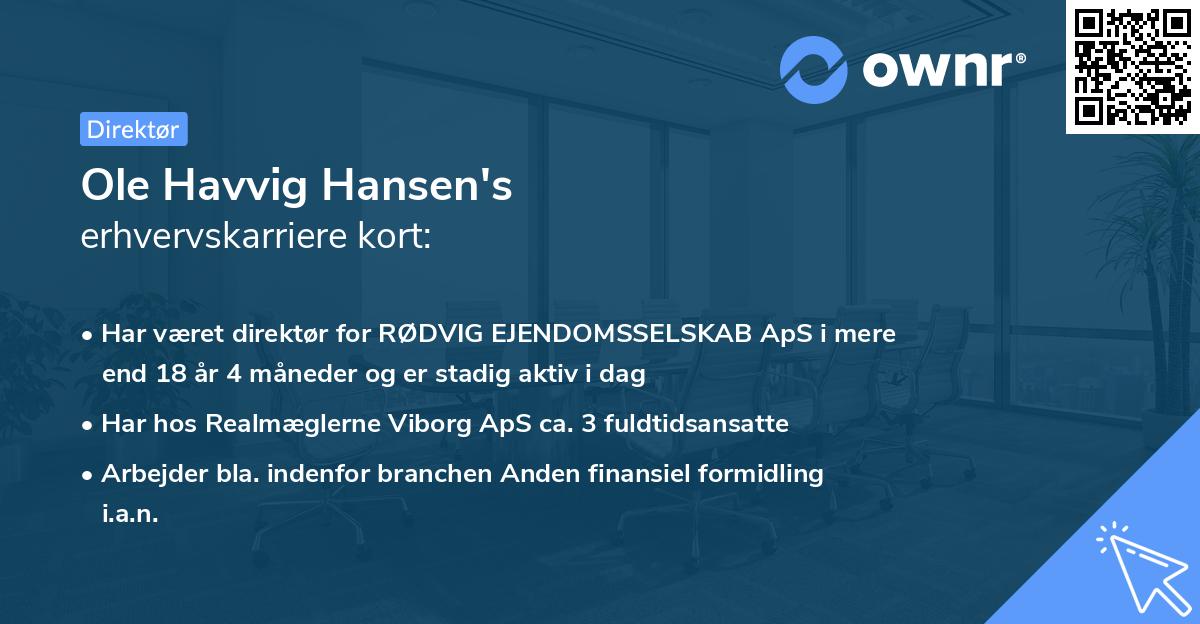 Ole Havvig Hansen's erhvervskarriere kort