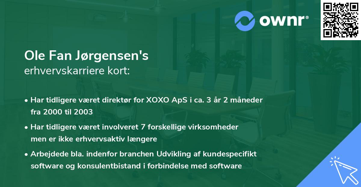 Ole Fan Jørgensen's erhvervskarriere kort