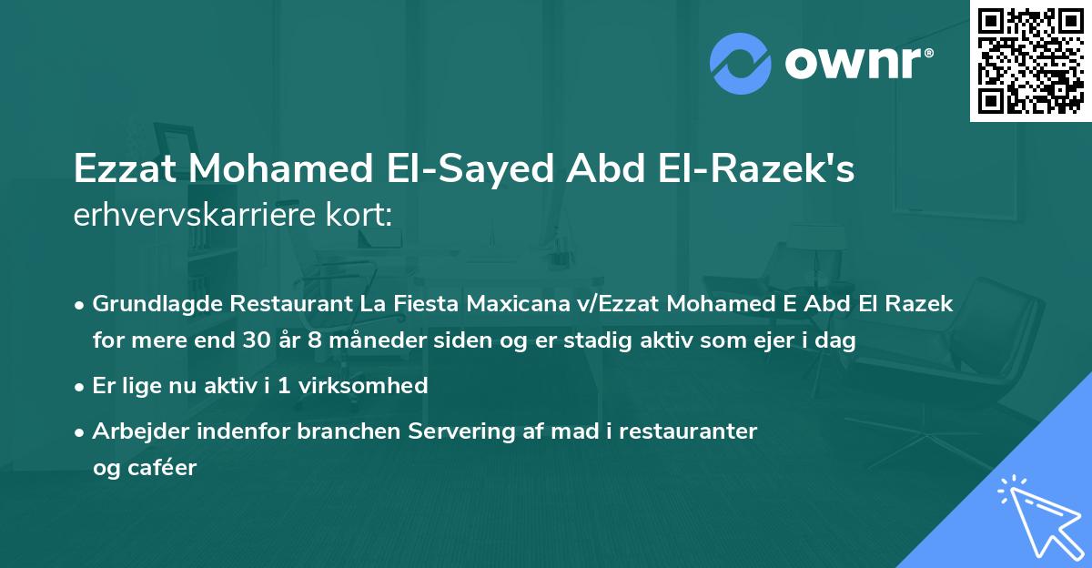 Ezzat Mohamed El-Sayed Abd El-Razek's erhvervskarriere kort