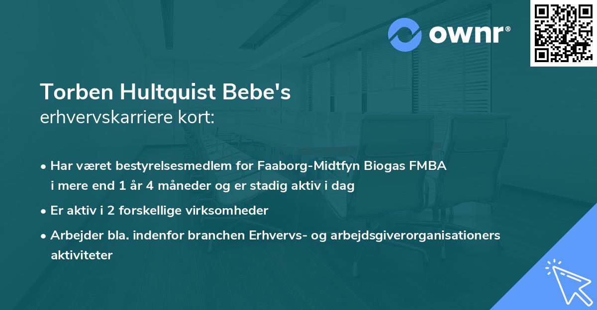 Torben Hultquist Bebe's erhvervskarriere kort