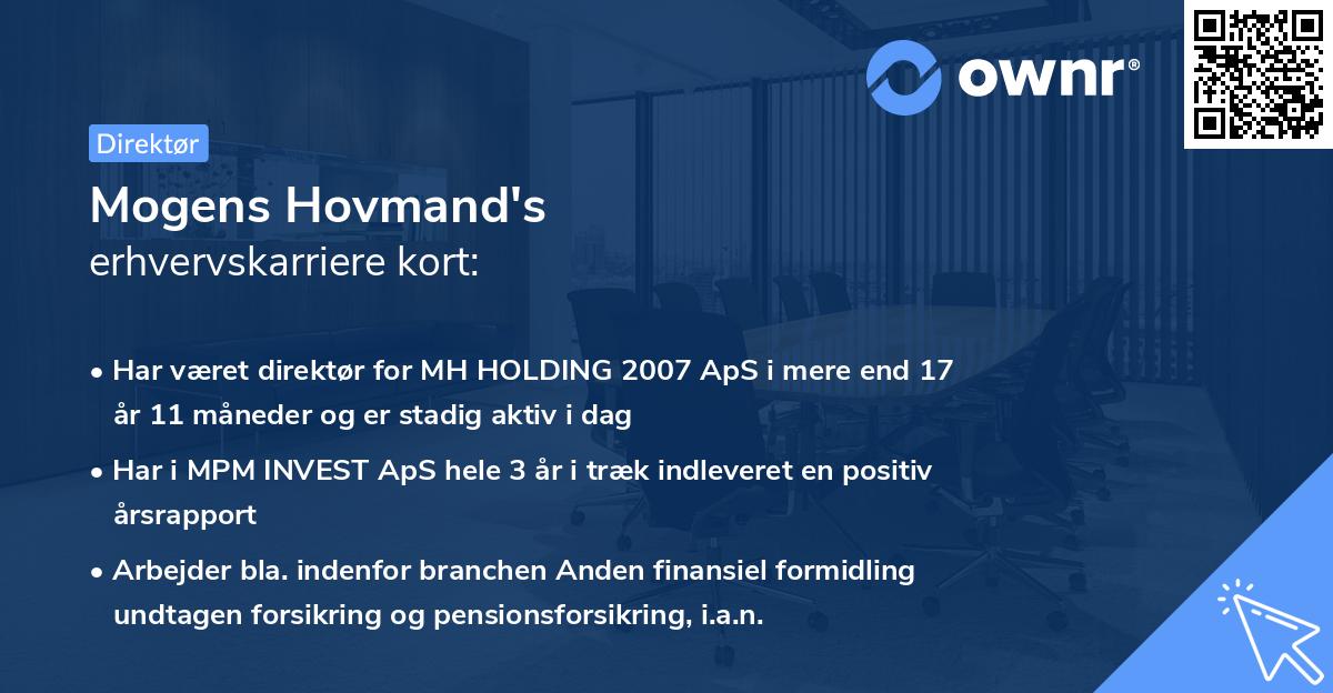 Mogens Hovmand's erhvervskarriere kort