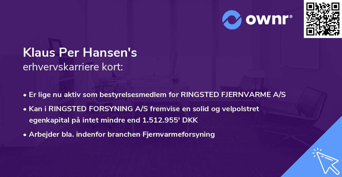 Klaus Per Hansen's erhvervskarriere kort