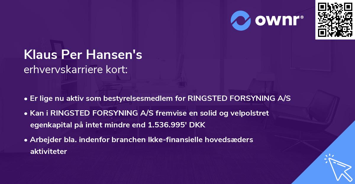 Klaus Per Hansen's erhvervskarriere kort