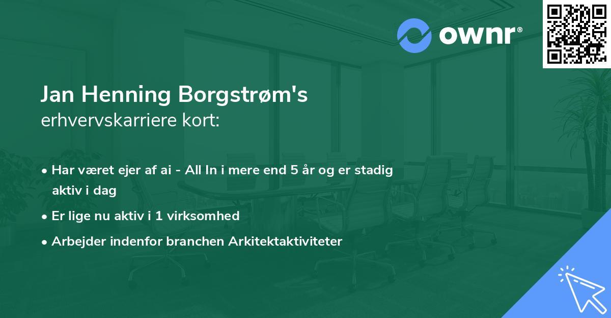 Jan Henning Borgstrøm's erhvervskarriere kort