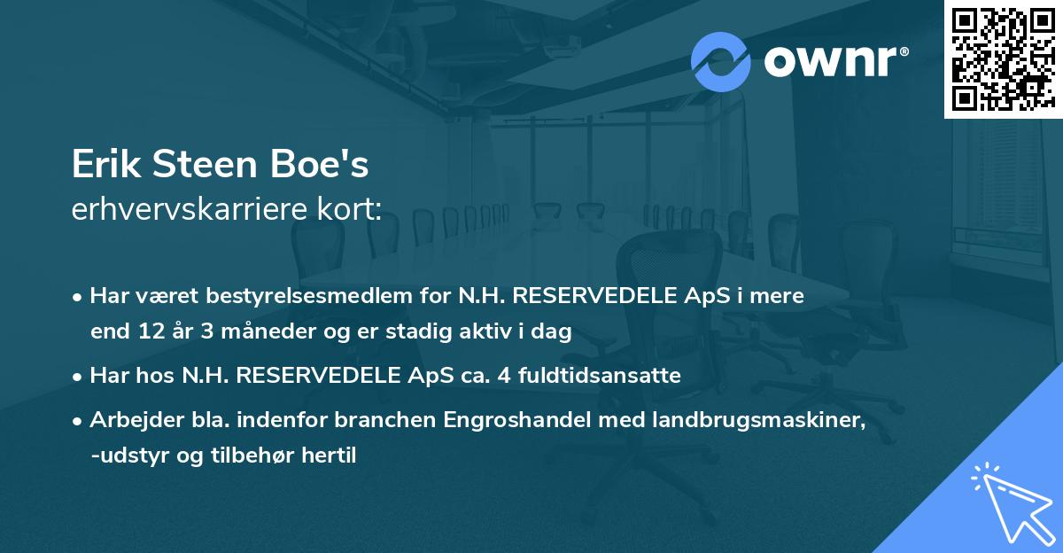 Erik Steen Boe's erhvervskarriere kort