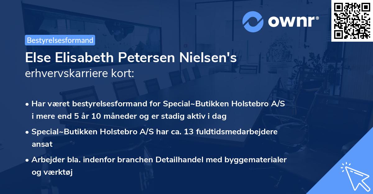 Else Elisabeth Petersen Nielsen's erhvervskarriere kort