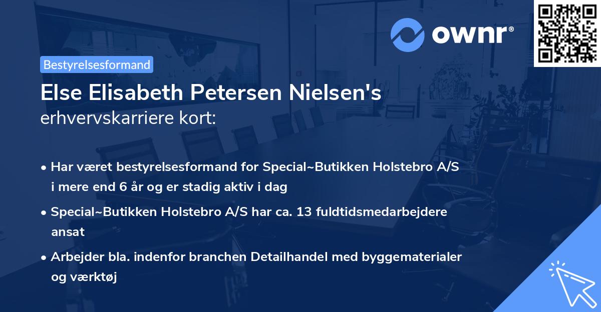Else Elisabeth Petersen Nielsen's erhvervskarriere kort