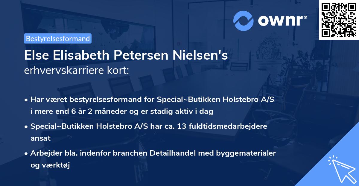 Else Elisabeth Petersen Nielsen's erhvervskarriere kort