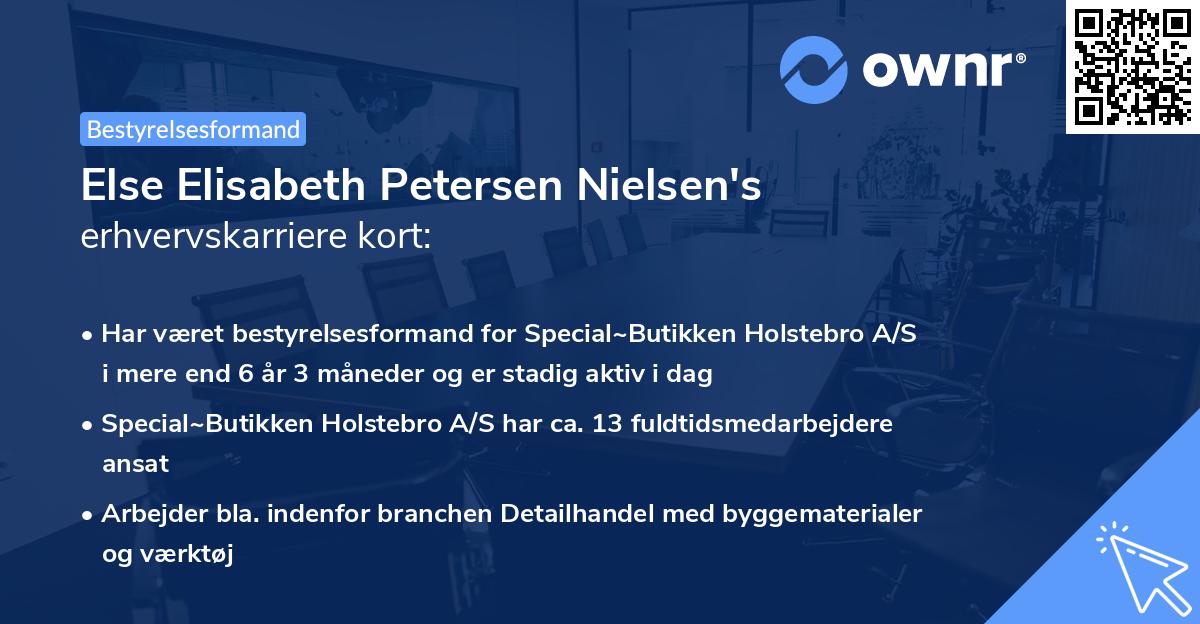 Else Elisabeth Petersen Nielsen's erhvervskarriere kort