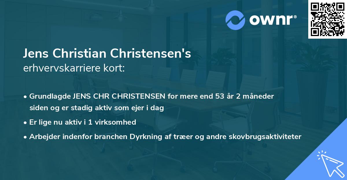 Jens Christian Christensen's erhvervskarriere kort