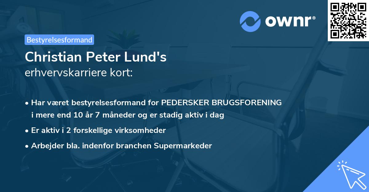 Christian Peter Lund's erhvervskarriere kort