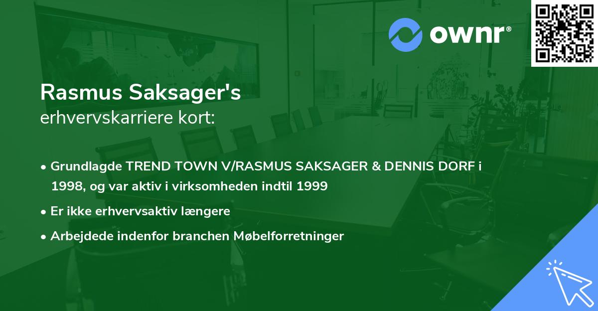 Rasmus Saksager's erhvervskarriere kort