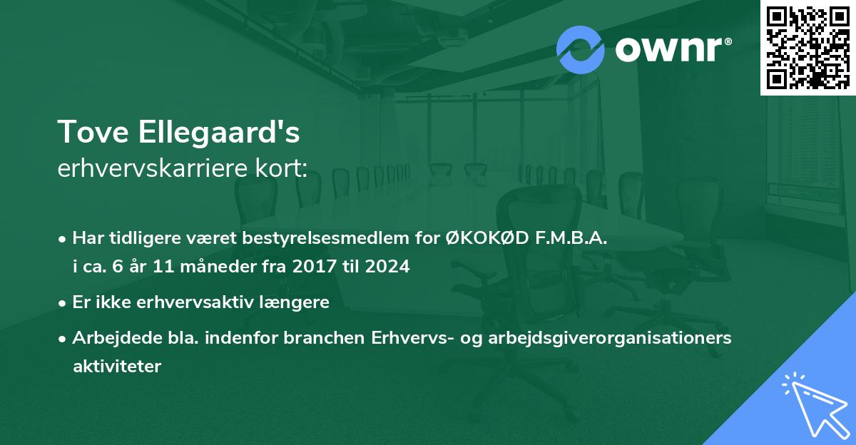 Tove Ellegaard's erhvervskarriere kort