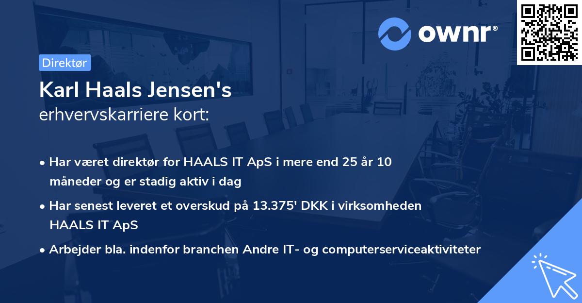 Karl Haals Jensen's erhvervskarriere kort
