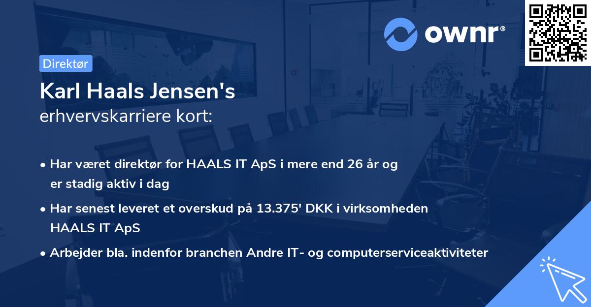Karl Haals Jensen's erhvervskarriere kort