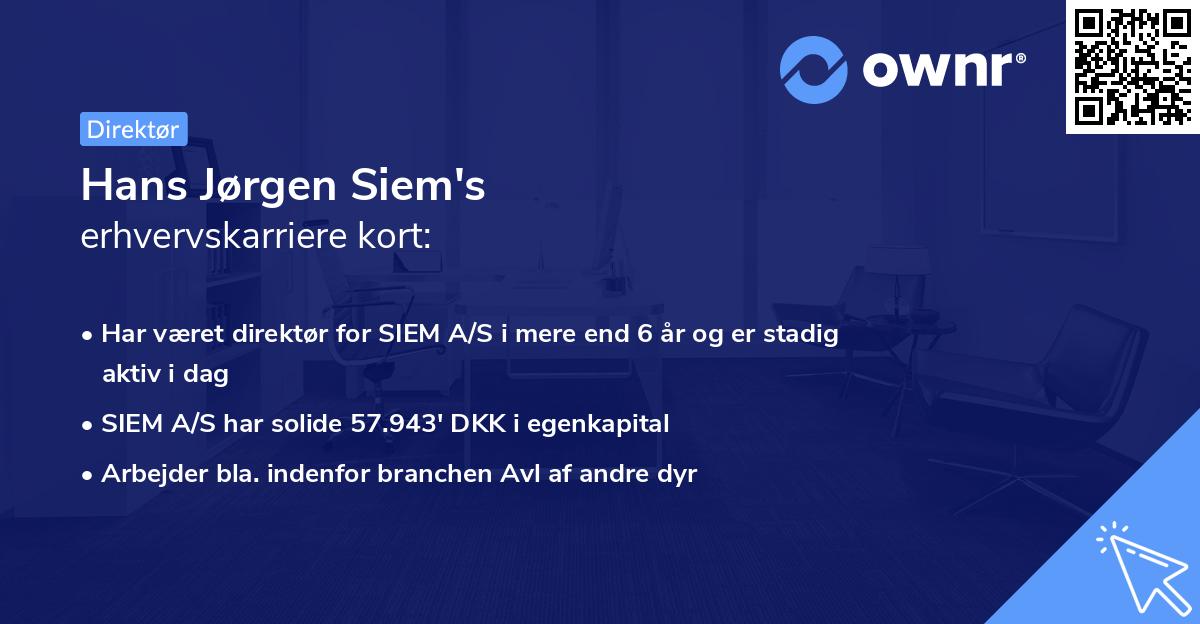 Hans Jørgen Siem's erhvervskarriere kort