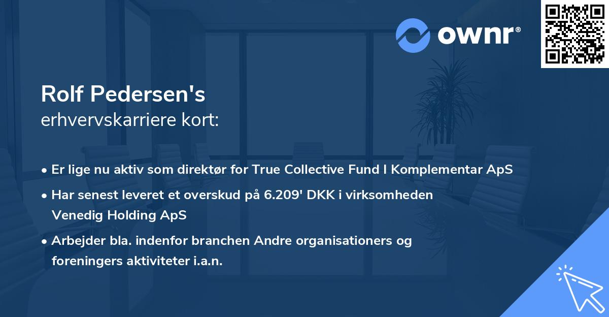 Rolf Pedersen's erhvervskarriere kort