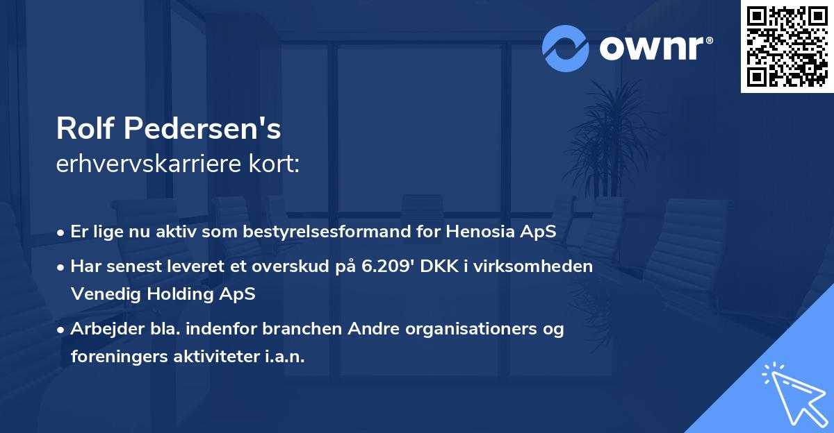 Rolf Pedersen's erhvervskarriere kort