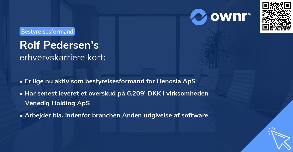 Rolf Pedersen's erhvervskarriere kort