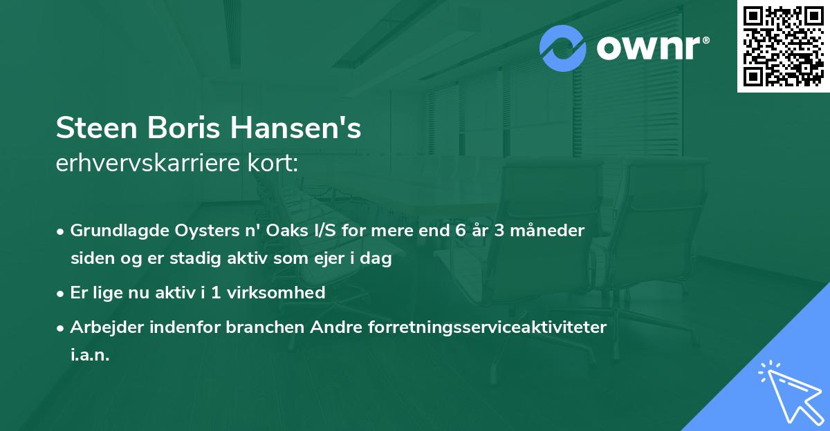 Steen Boris Hansen's erhvervskarriere kort