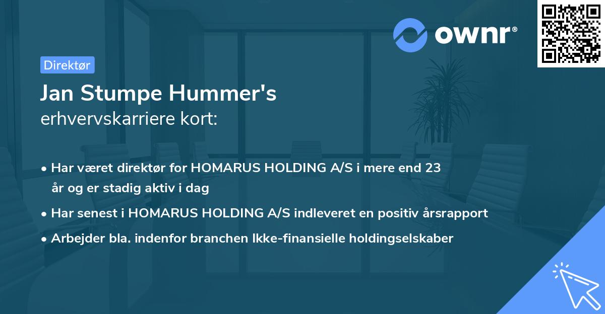 Jan Stumpe Hummer's erhvervskarriere kort