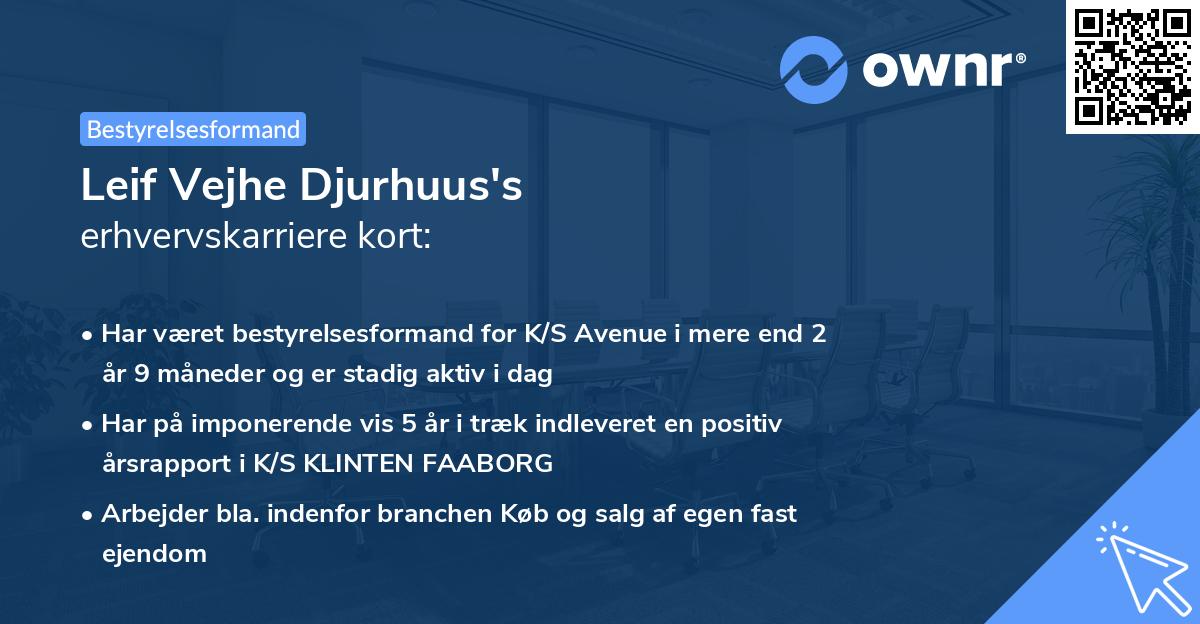 Leif Vejhe Djurhuus's erhvervskarriere kort