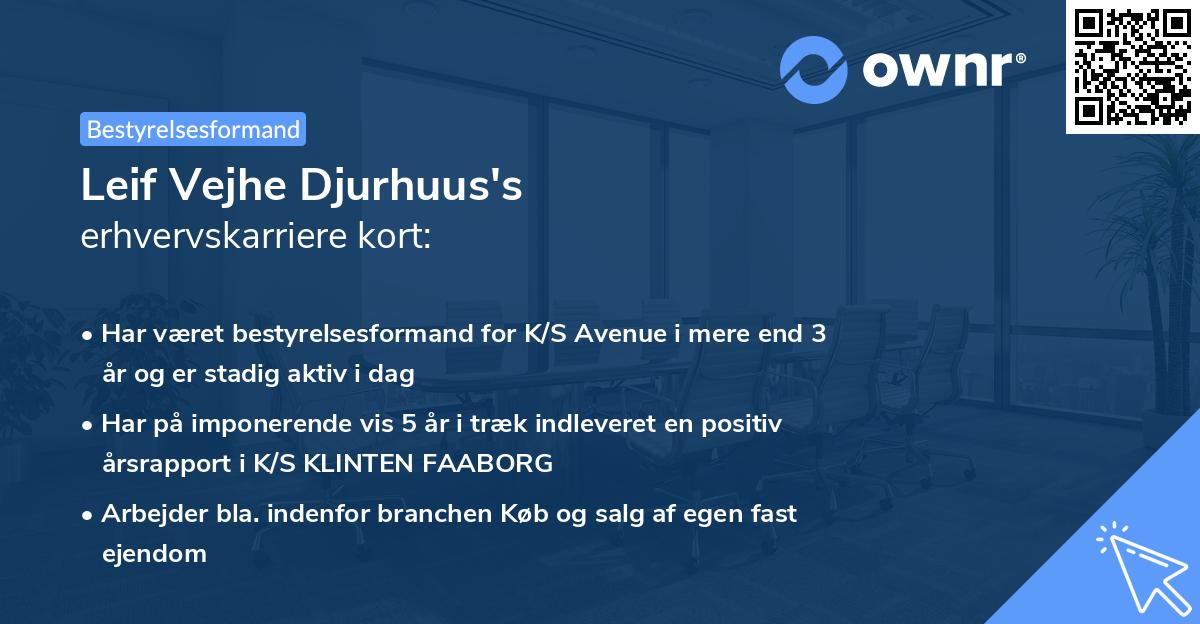 Leif Vejhe Djurhuus's erhvervskarriere kort