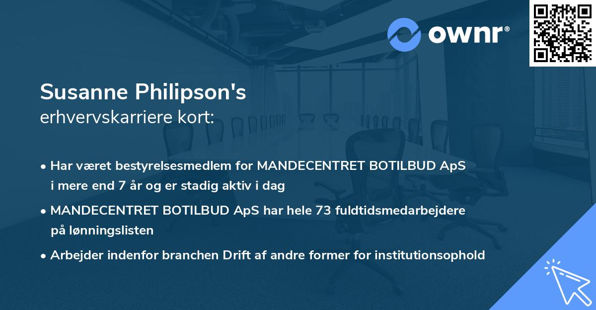 Susanne Philipson's erhvervskarriere kort