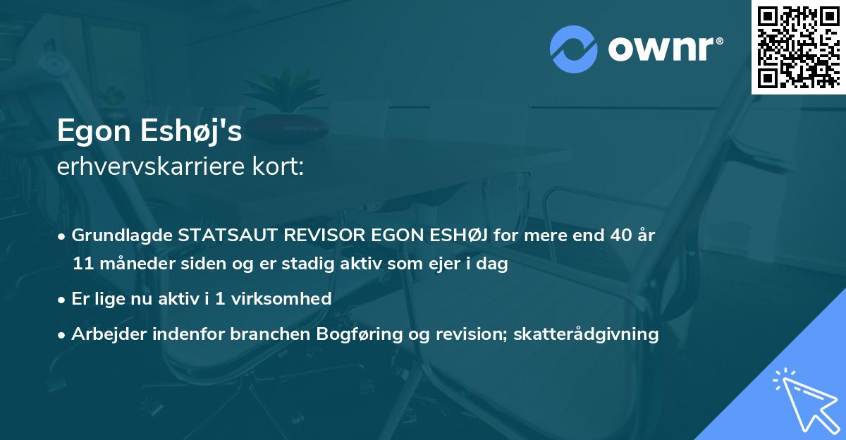 Egon Eshøj's erhvervskarriere kort