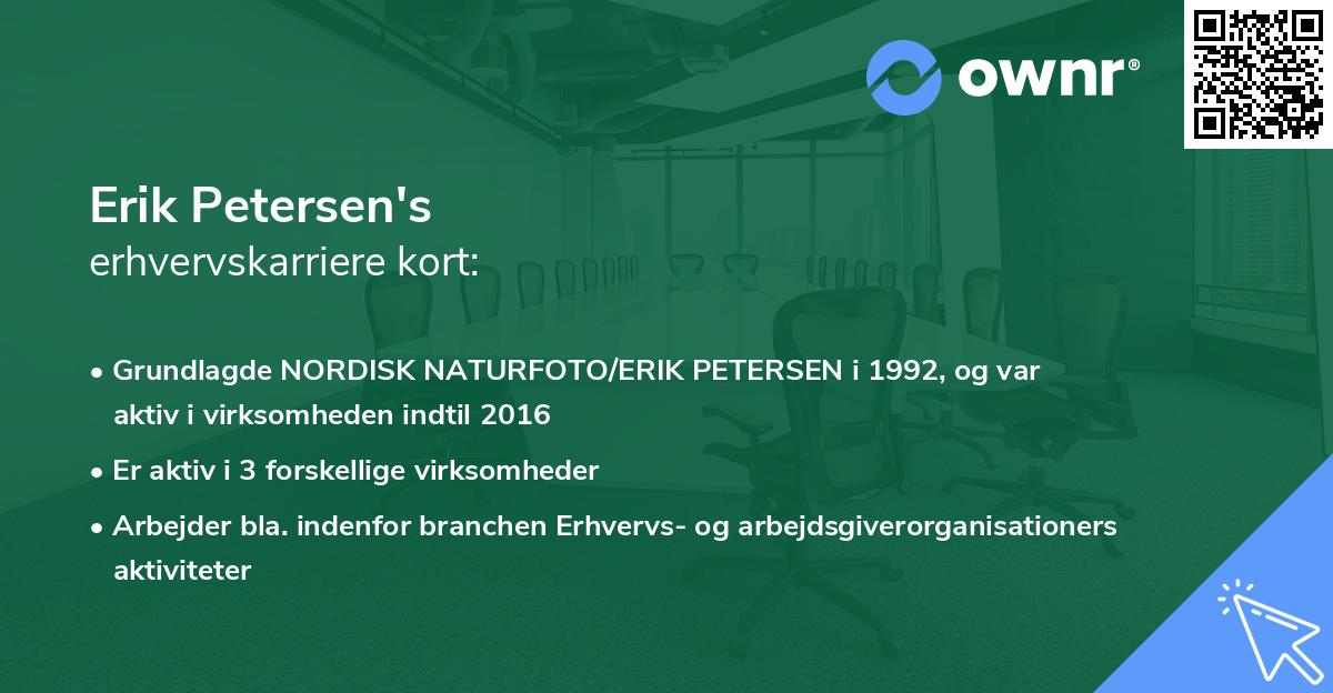 Erik Petersen's erhvervskarriere kort