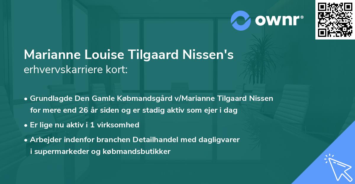 Marianne Louise Tilgaard Nissen's erhvervskarriere kort