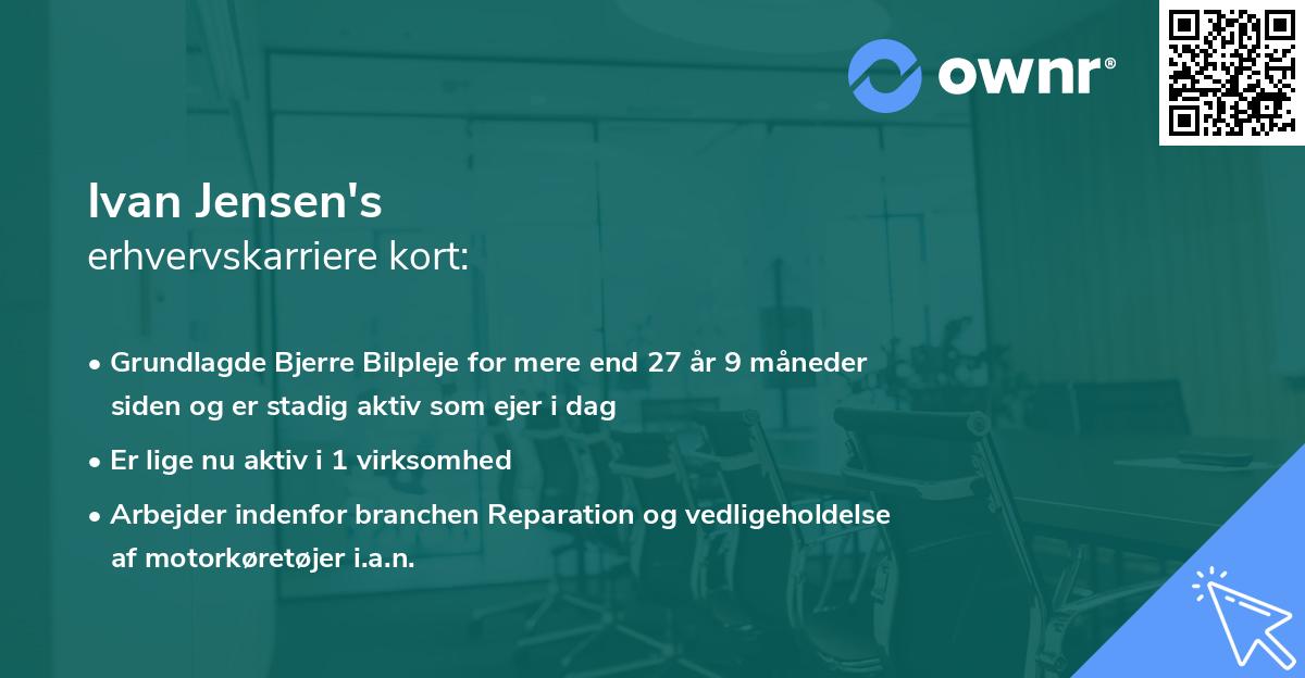 Ivan Jensen's erhvervskarriere kort