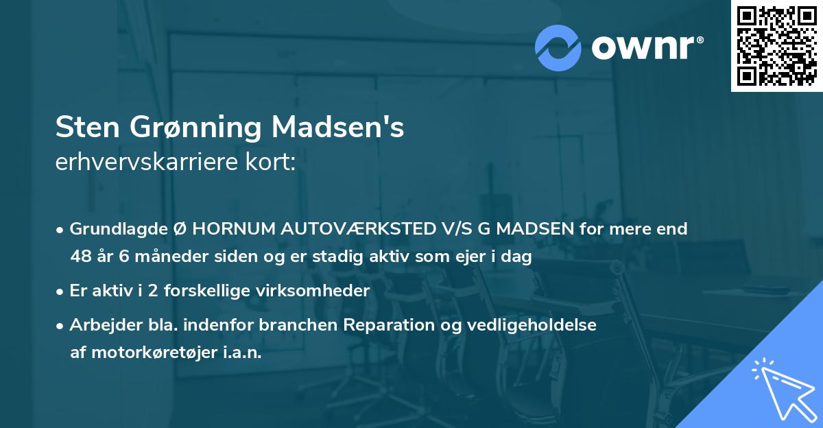 Sten Grønning Madsen's erhvervskarriere kort