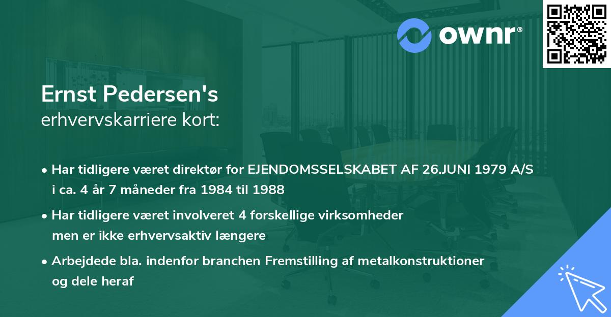 Ernst Pedersen's erhvervskarriere kort