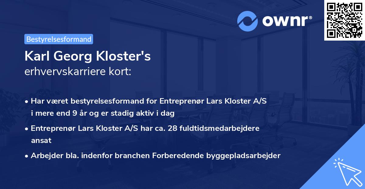 Karl Georg Kloster's erhvervskarriere kort