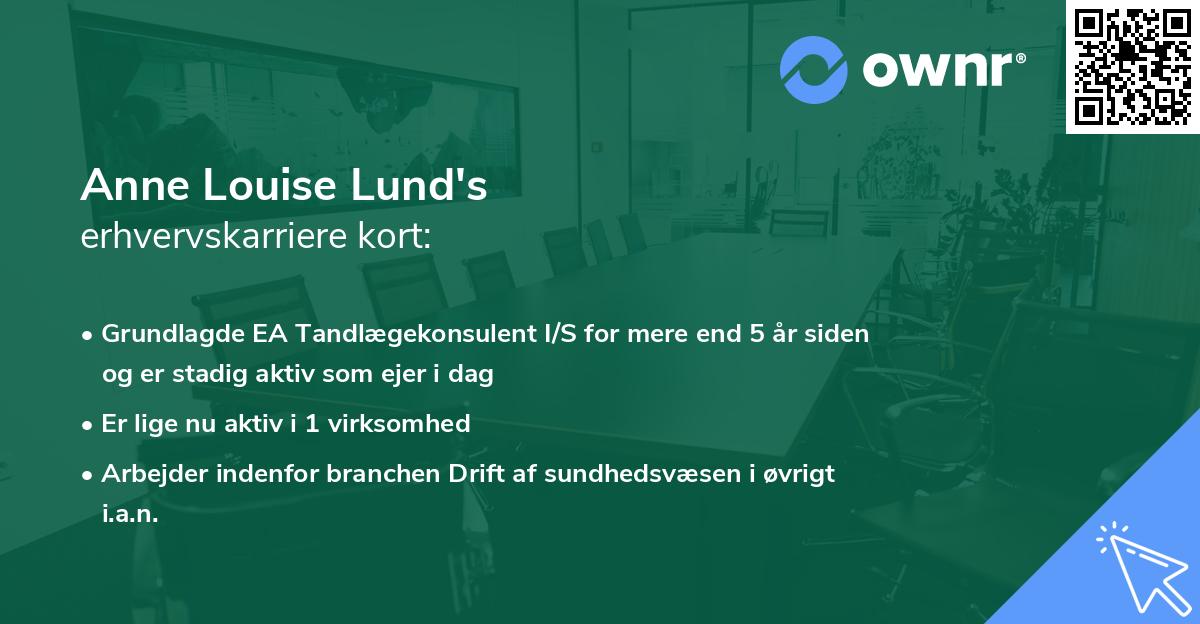 Anne Louise Lund's erhvervskarriere kort
