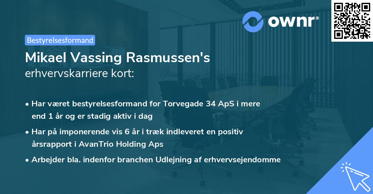 Mikael Vassing Rasmussen's erhvervskarriere kort