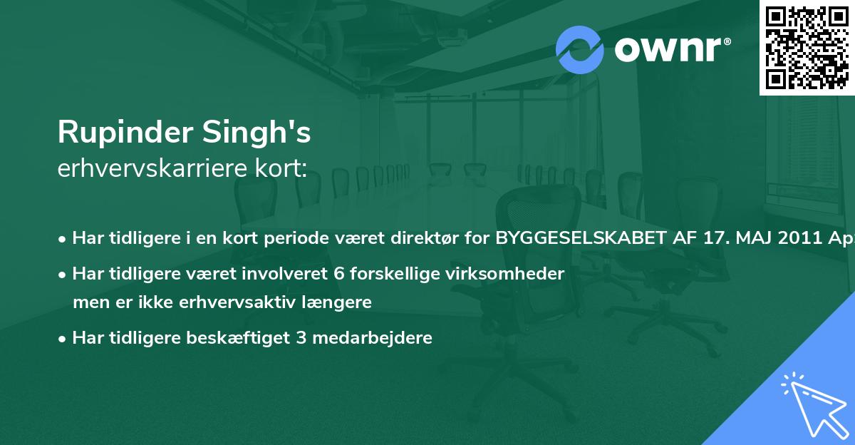 Rupinder Singh's erhvervskarriere kort