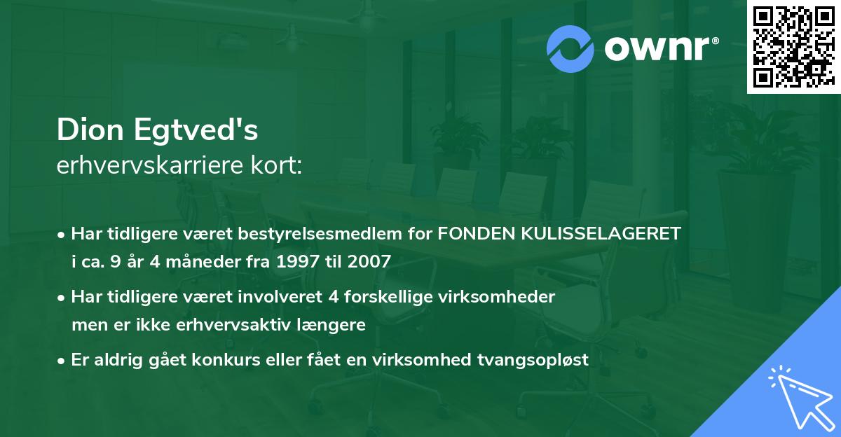 Dion Egtved's erhvervskarriere kort