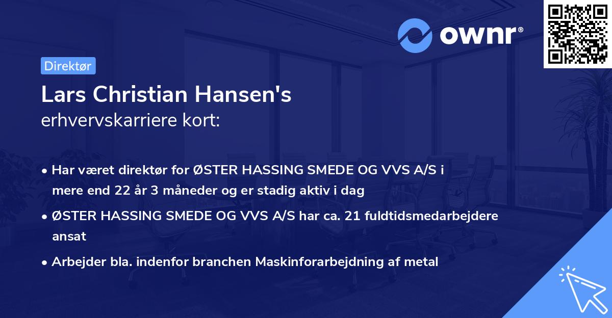 Lars Christian Hansen's erhvervskarriere kort