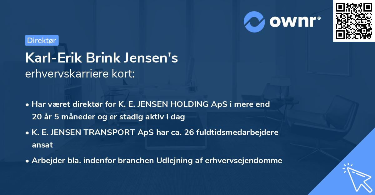 Karl-Erik Brink Jensen's erhvervskarriere kort