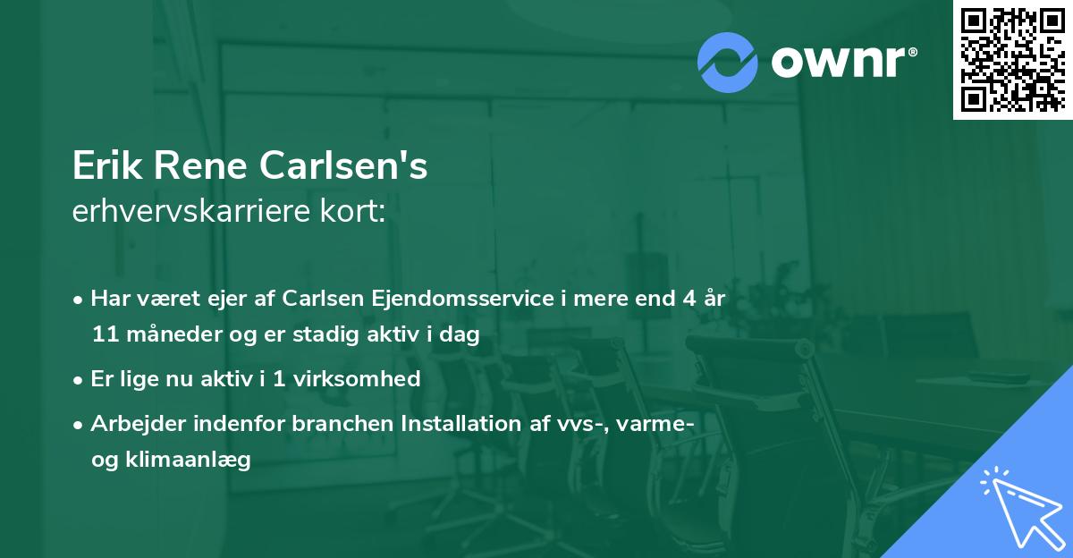 Erik Rene Carlsen's erhvervskarriere kort