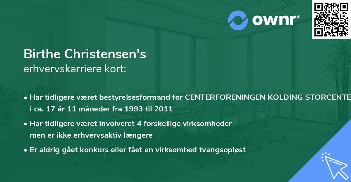 Birthe Christensen's erhvervskarriere kort