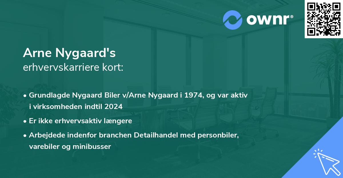 Arne Nygaard's erhvervskarriere kort