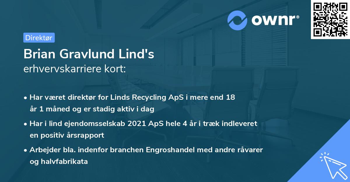 Brian Gravlund Lind's erhvervskarriere kort